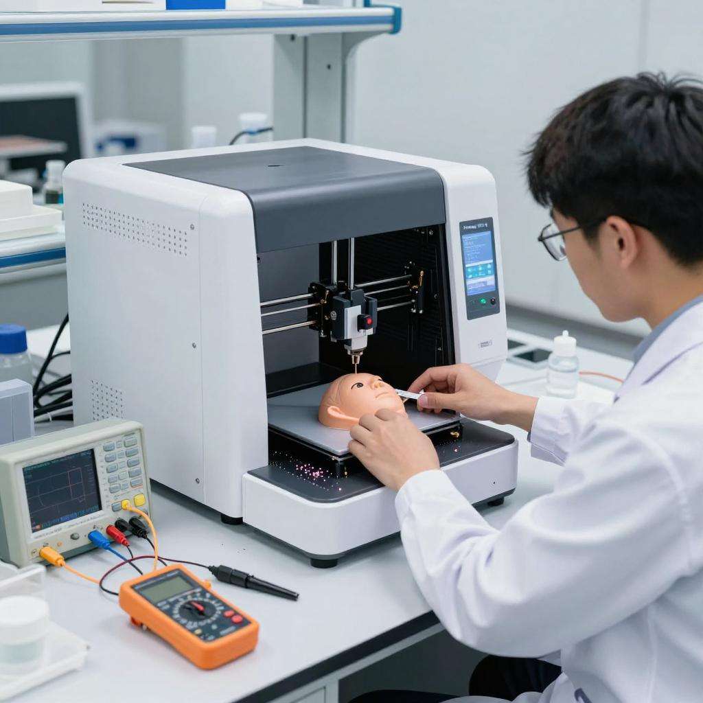 皮肤上首次直接打印出3D电子元件第一张图